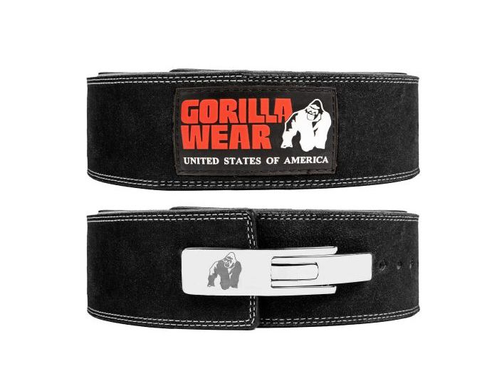 GORILLA WEAR - 4 INCH LEATHER  LEVER BELT - BŐR SÚLYEMELŐ ÖV -  FEKETE
