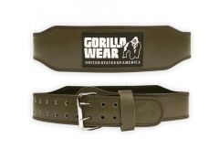 GORILLA WEAR - 4 INCH PADDED LEATHER LIFTING BELT -  BŐR SÚLYEMELŐ ÖV - KATONAZÖLD