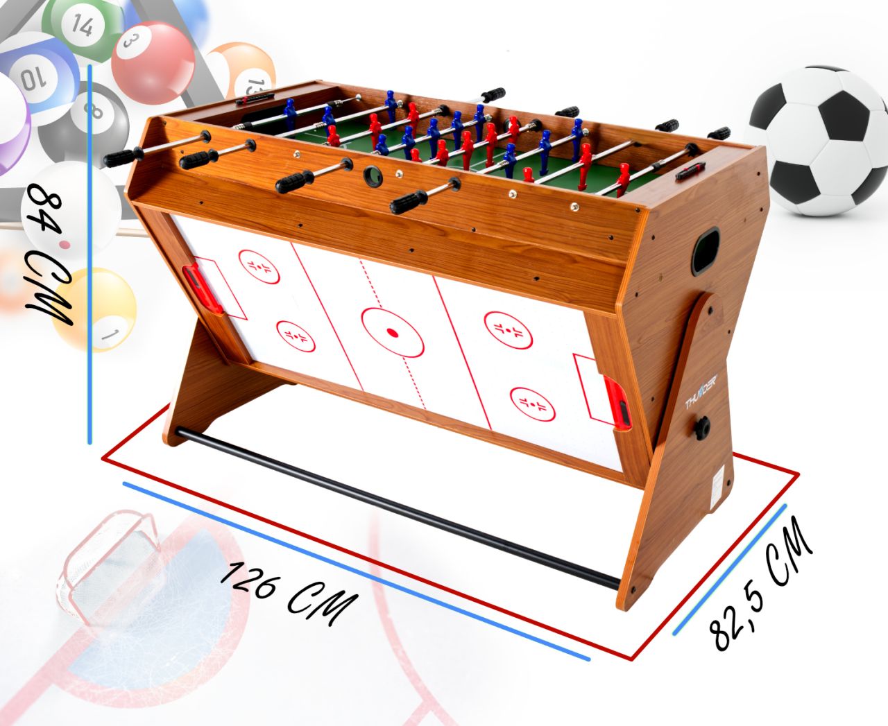 THUNDER - SMART SWIVEL GAME TABLE - FORGÓ JÁTÉKASZTAL 3 AZ 1-BEN