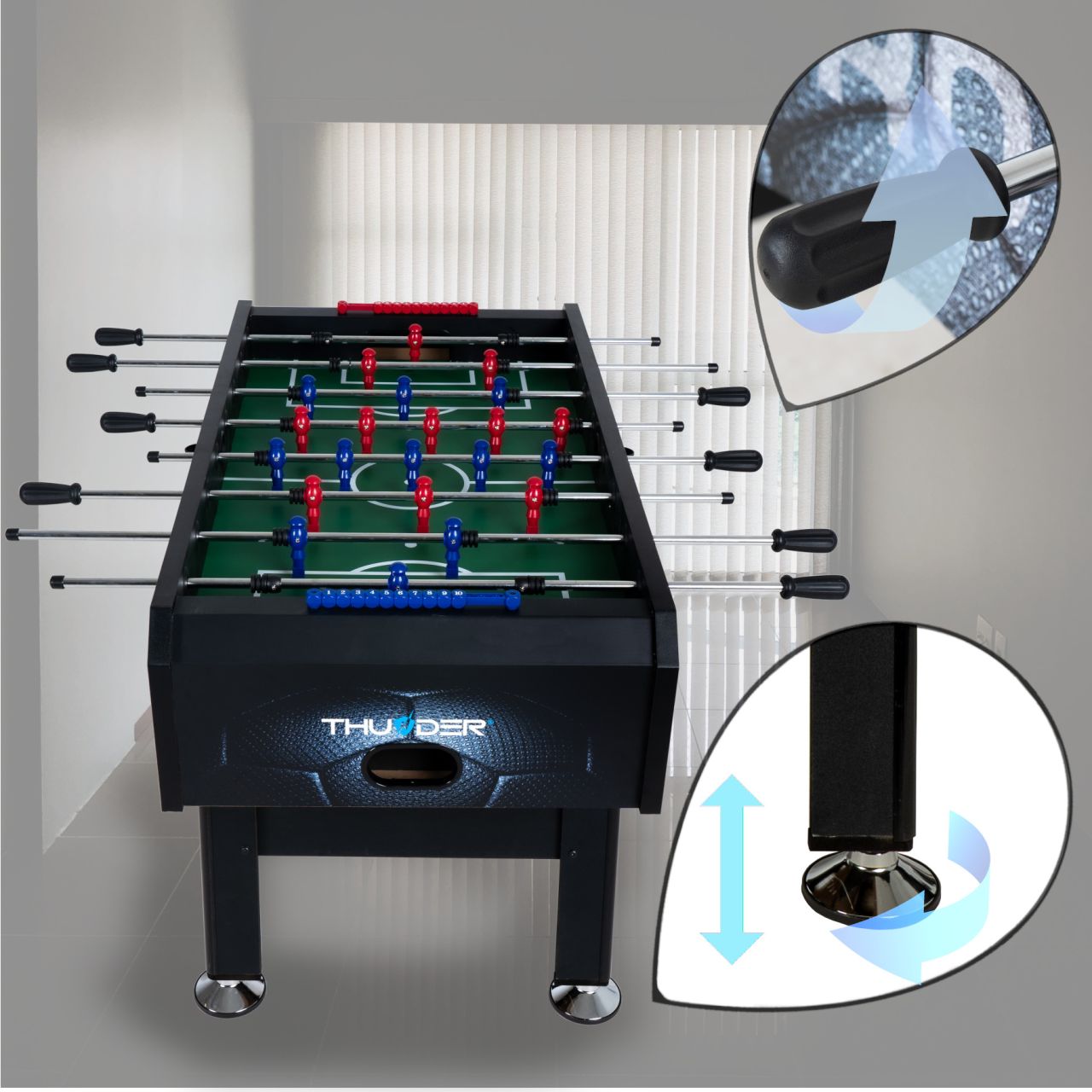 THUNDER - PRO FOOSBALL TABLE - PROFI CSOCSÓASZTAL - 140 X 74 X 88 CM