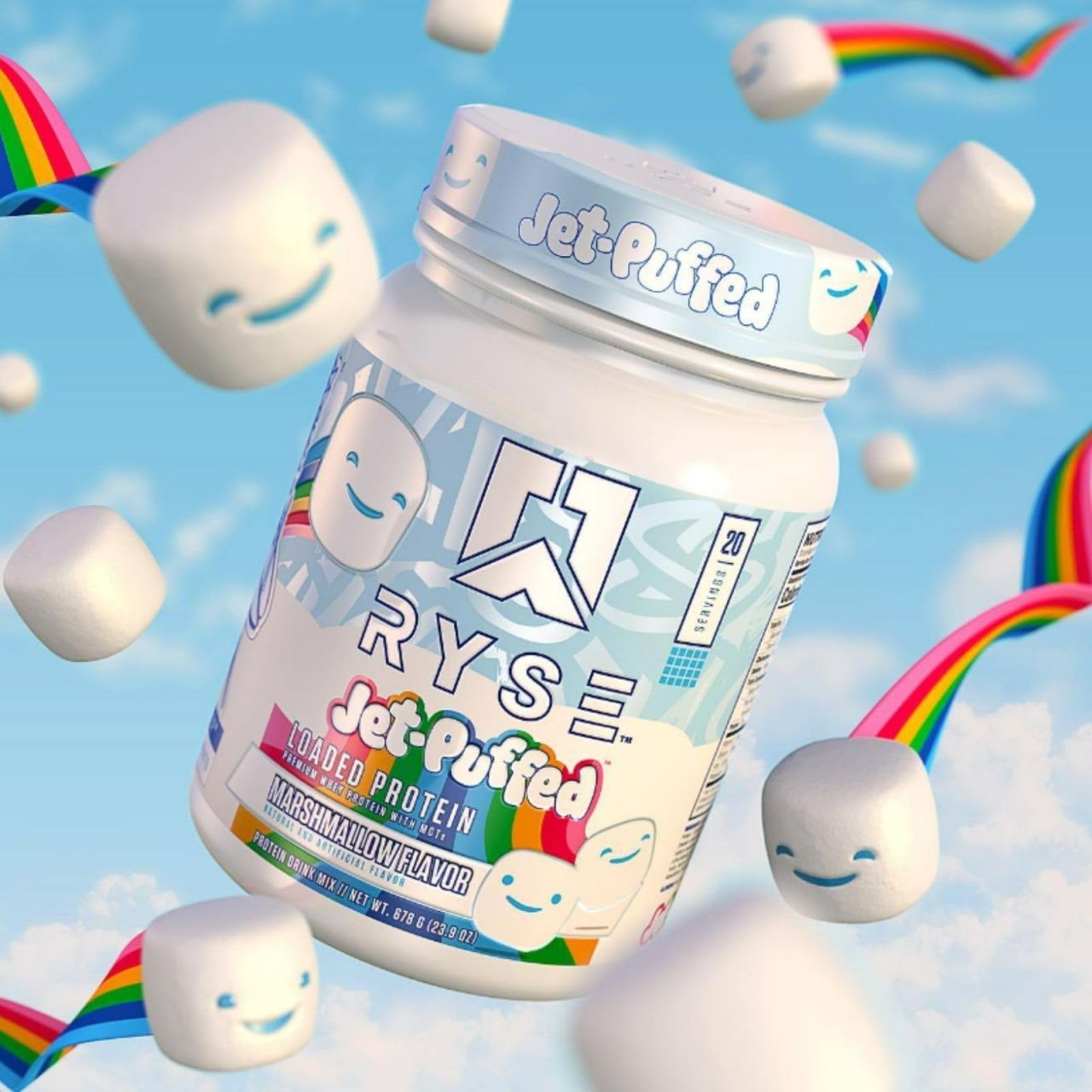 RYSE - LOADED PROTEIN - PREMIUM WHEY PROTEIN WITH MCTs - 678 G - JET-PUFFED MARSHMALLOW FLAVOR RYSE - LOADED PROTEIN - PREMIUM WHEY PROTEIN WITH MCTs - 678 G - JET-PUFFED MARSHMALLOW FLAVOR