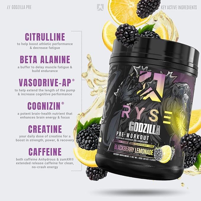 RYSE - GODZILLA PRE-WORKOUT - 732 G - BLACKBERRY-LEMONADE FLAVOR