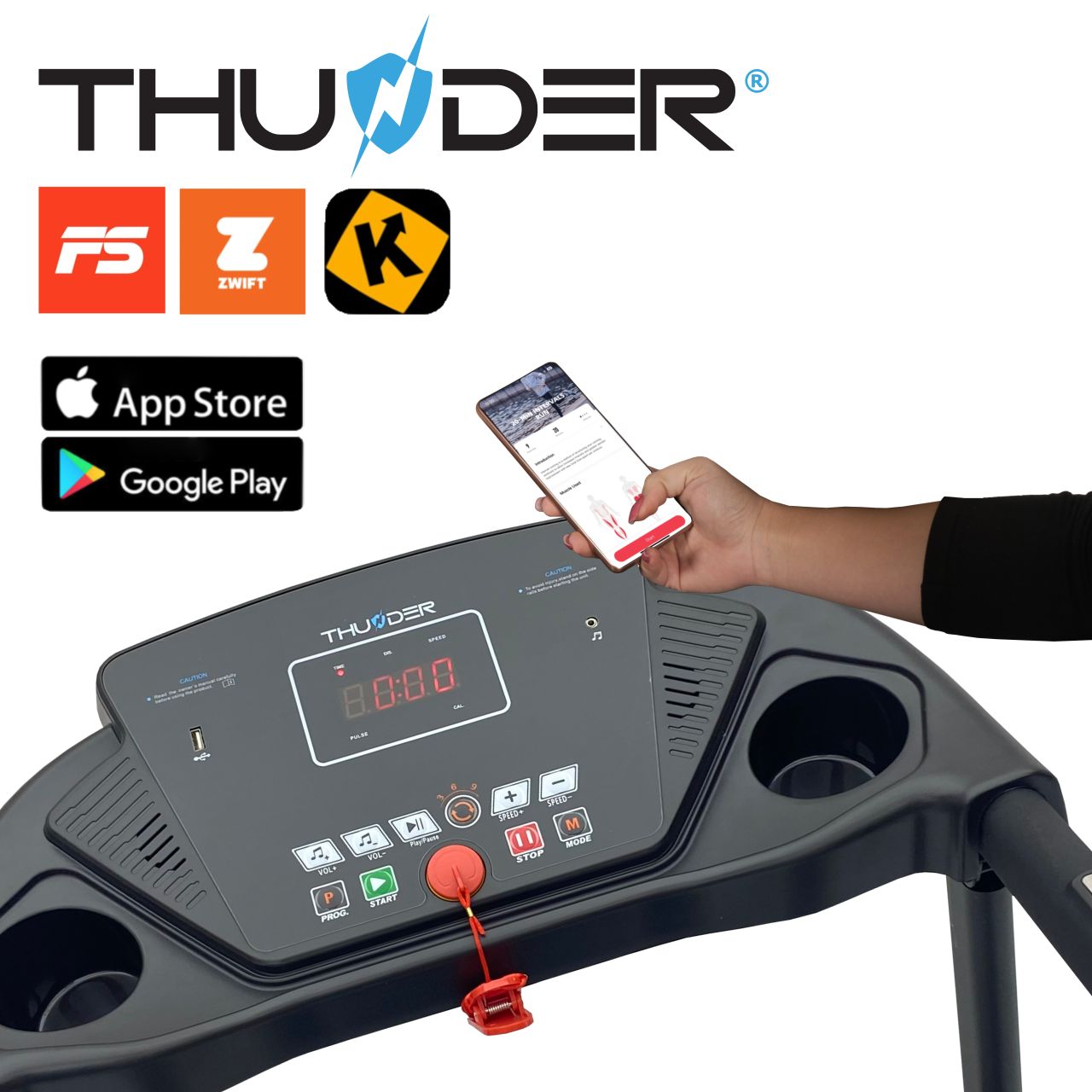 THUNDER - STARTER - DÖNTHETŐ FUTÓFELÜLETŰ OTTHONI FUTÓPAD 10 KM/H VÉGSEBESSÉGGEL, 90 KG TESTSÚLYIG