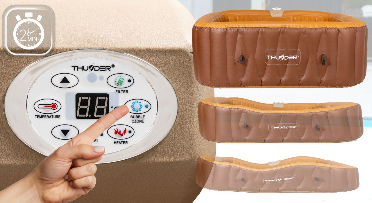 THUNDER - BREVE SPA - VÍZMELEGÍTŐS FELFÚJHATÓ HIDROMASSZÁZS MEDENCE 130 FÚVÓKÁS JACUZZI RENDSZERREL - 185 x 185 x 65 CM THUNDER - BREVE SPA - VÍZMELEGÍTŐS FELFÚJHATÓ HIDROMASSZÁZS MEDENCE 130 FÚVÓKÁS JACUZZI RENDSZERREL - 185 x 185 x 65 CM