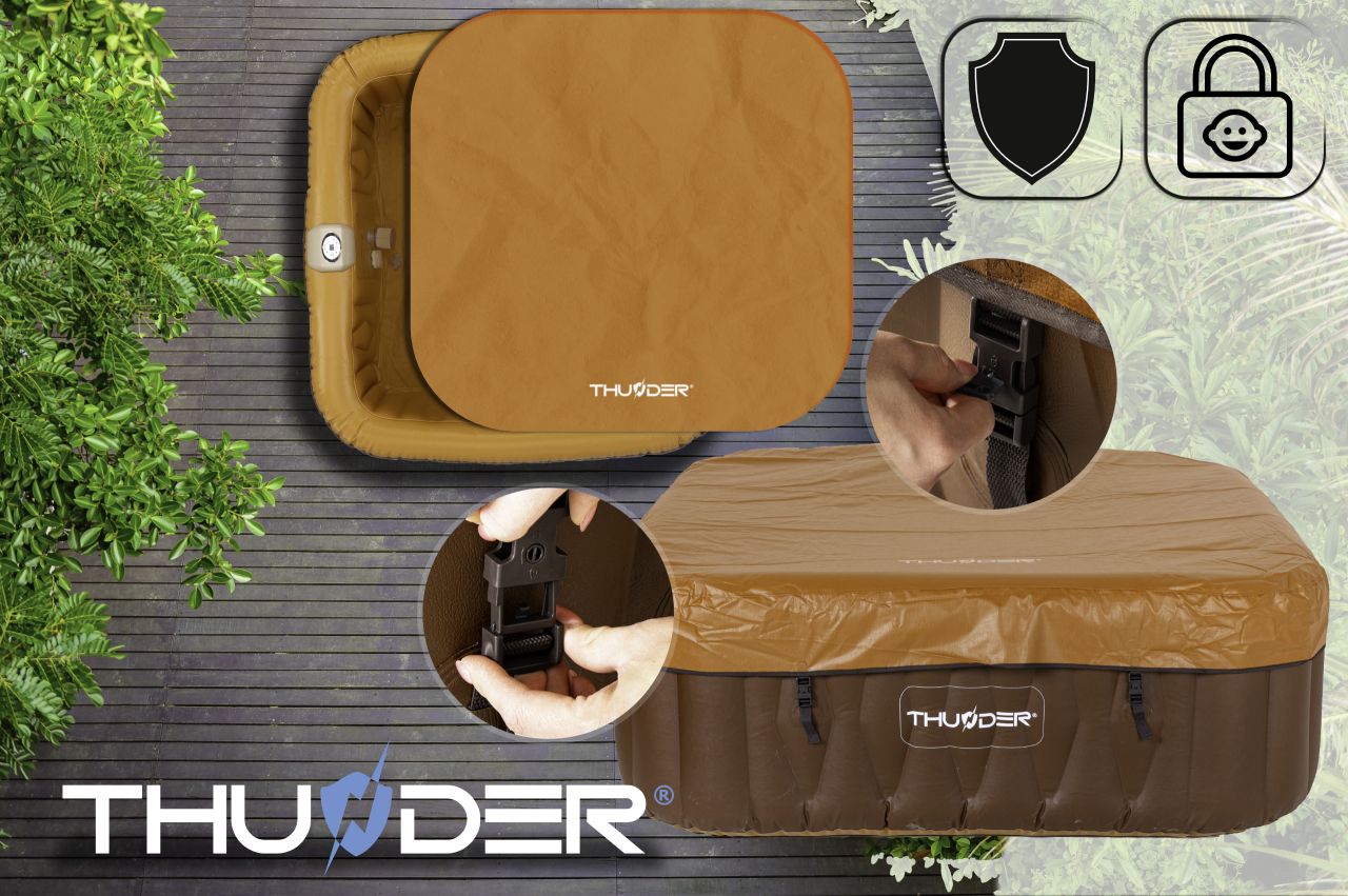 THUNDER - BREVE SPA - VÍZMELEGÍTŐS FELFÚJHATÓ HIDROMASSZÁZS MEDENCE 130 FÚVÓKÁS JACUZZI RENDSZERREL - 185 x 185 x 65 CM THUNDER - BREVE SPA - VÍZMELEGÍTŐS FELFÚJHATÓ HIDROMASSZÁZS MEDENCE 130 FÚVÓKÁS JACUZZI RENDSZERREL - 185 x 185 x 65 CM