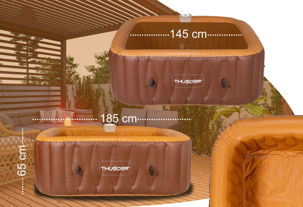THUNDER - BREVE SPA - VÍZMELEGÍTŐS FELFÚJHATÓ HIDROMASSZÁZS MEDENCE 130 FÚVÓKÁS JACUZZI RENDSZERREL - 185 x 185 x 65 CM THUNDER - BREVE SPA - VÍZMELEGÍTŐS FELFÚJHATÓ HIDROMASSZÁZS MEDENCE 130 FÚVÓKÁS JACUZZI RENDSZERREL - 185 x 185 x 65 CM