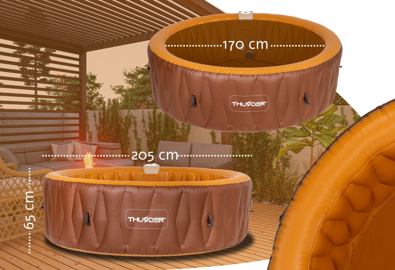 THUNDER - MOCHA SPA - VÍZMELEGÍTŐS FELFÚJHATÓ HIDROMASSZÁZS MEDENCE 130 FÚVÓKÁS JACUZZI RENDSZERREL - 205 x 65 CM THUNDER - MOCHA SPA - VÍZMELEGÍTŐS FELFÚJHATÓ HIDROMASSZÁZS MEDENCE 130 FÚVÓKÁS JACUZZI RENDSZERREL - 205 x 65 CM