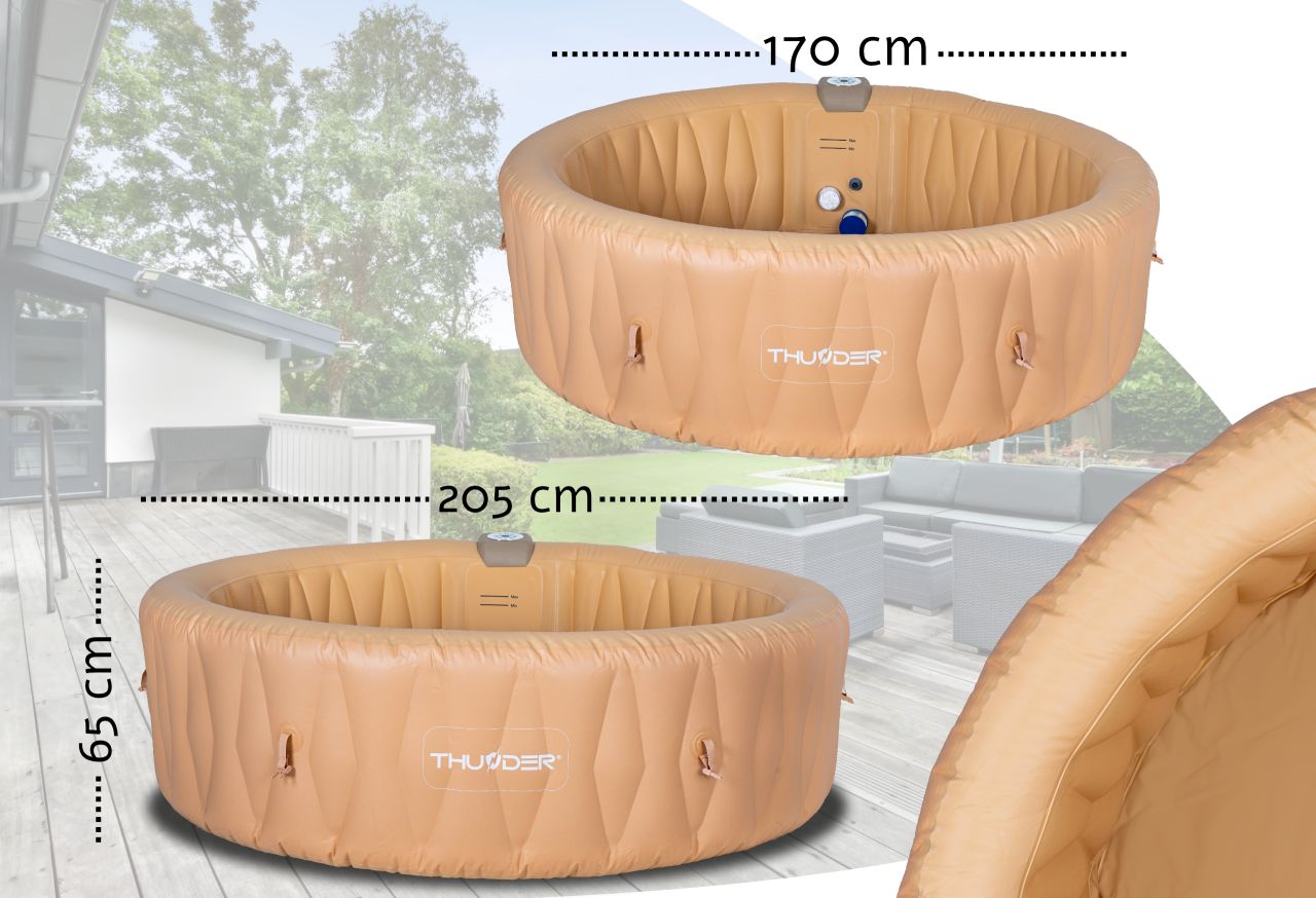 THUNDER - LATTE SPA - VÍZMELEGÍTŐS FELFÚJHATÓ HIDROMASSZÁZS MEDENCE 130 FÚVÓKÁS JACUZZI RENDSZERREL - 205 x 65 CM THUNDER - LATTE SPA - VÍZMELEGÍTŐS FELFÚJHATÓ HIDROMASSZÁZS MEDENCE 130 FÚVÓKÁS JACUZZI RENDSZERREL - 205 x 65 CM