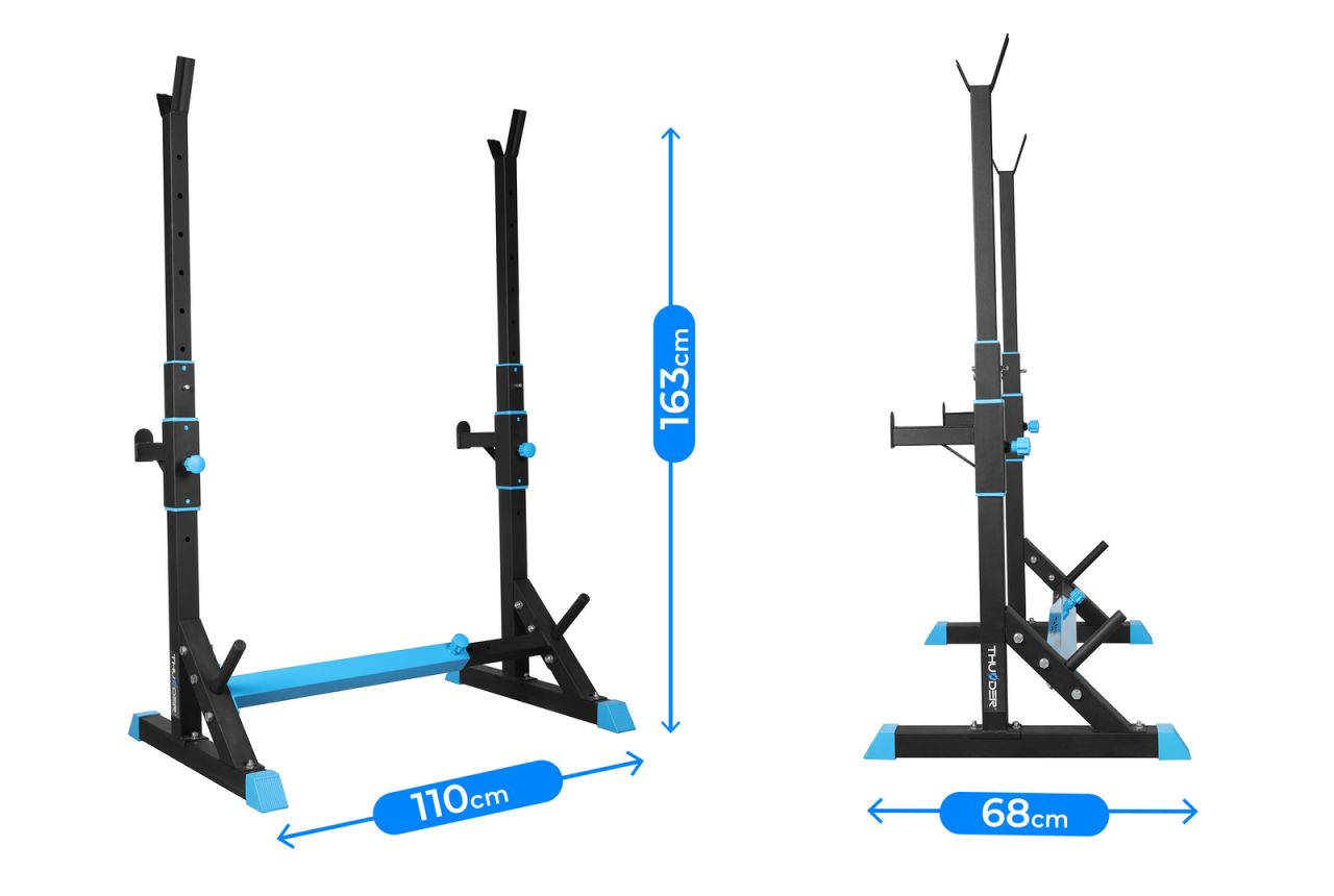 THUNDER - ADJUSTABLE BARBELL RACK - ÁLLÍTHATÓ GUGGOLÓ ÉS FELHÚZÓ ÁLLVÁNY THUNDER - ADJUSTABLE BARBELL RACK - ÁLLÍTHATÓ GUGGOLÓ ÉS FELHÚZÓ ÁLLVÁNY