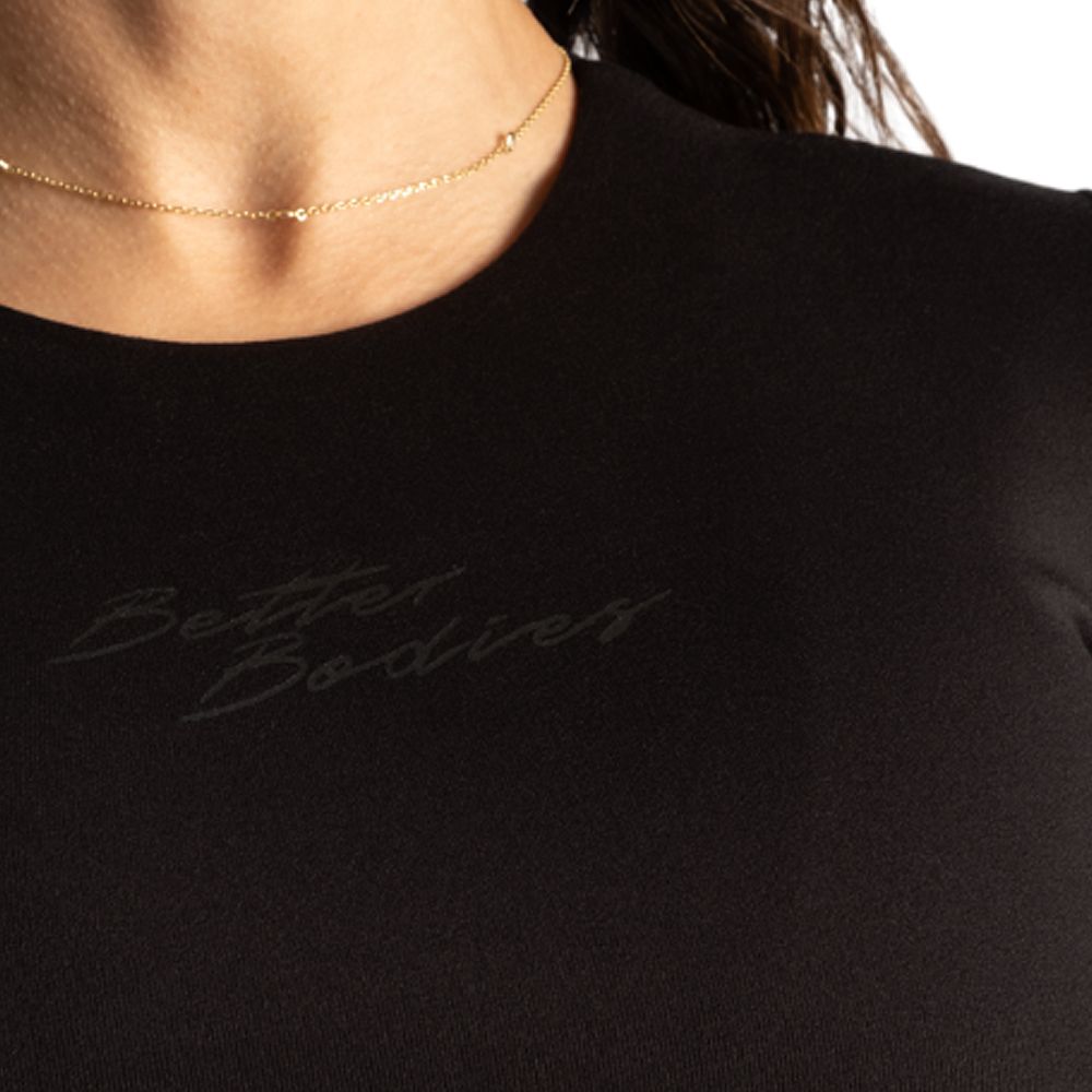 BETTER BODIES - BE RELENTLESS TEE - NŐI CROP - FEKETE
