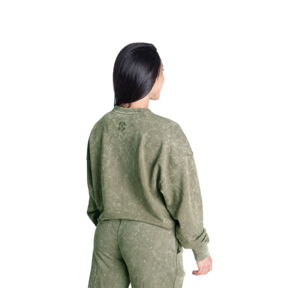 BETTER BODIES - ACID WASHED SWEATER - NŐI PULÓVER - MOSOTT ZÖLD