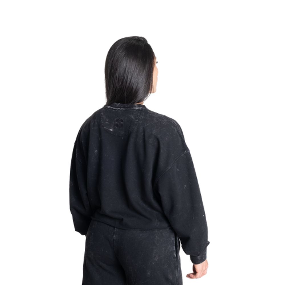 BETTER BODIES - ACID WASHED SWEATER - NŐI PULÓVER - MOSOTT FEKETE