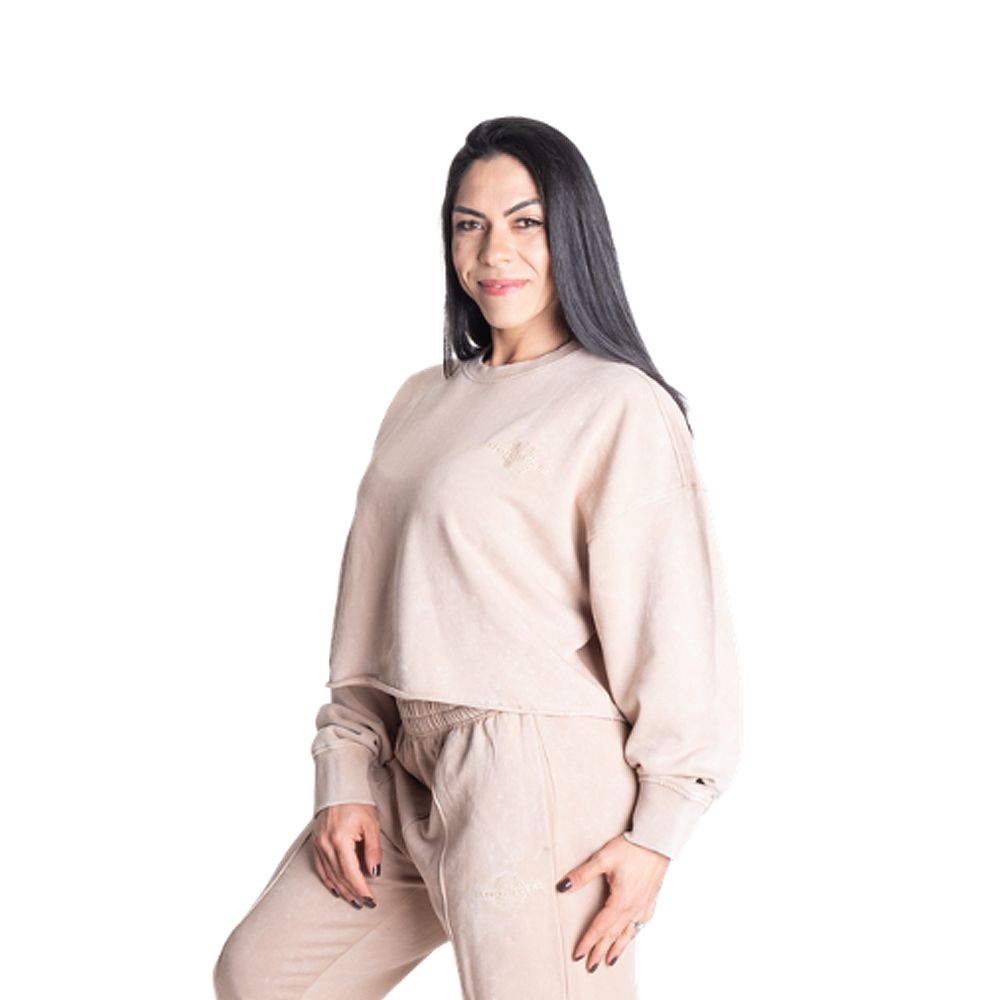 BETTER BODIES - ACID WASHED SWEATER - NŐI PULÓVER - MOSOTT VILÁGOS BÉZS BETTER BODIES - ACID WASHED SWEATER - NŐI PULÓVER - MOSOTT VILÁGOS BÉZS