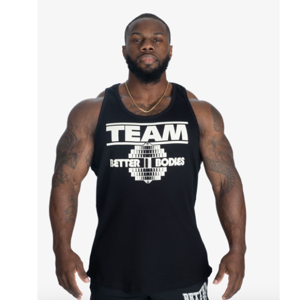 BETTER BODEIS - TEAM RIB ESSENTIAL T-BACK - FÉRFI EDZŐTRIKÓ - FEKETE/FEHÉR