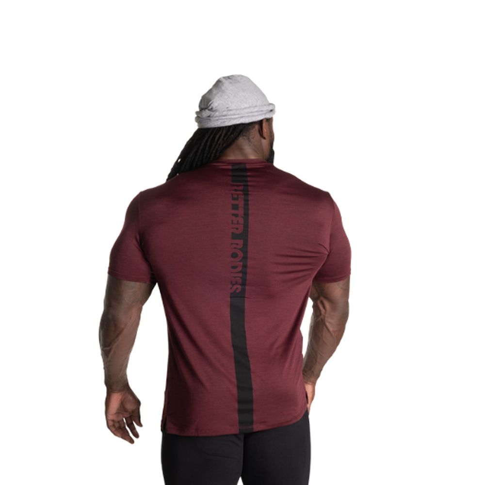 BETTER BODIES - ESSEX STRIPE TEE - FÉRFI PÓLÓ - BORDÓ BETTER BODIES - ESSEX STRIPE TEE - FÉRFI PÓLÓ - BORDÓ