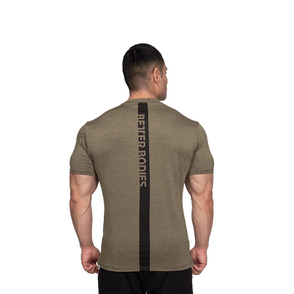 BETTER BODIES - ESSEX STRIPE TEE - FÉRFI PÓLÓ - ZÖLD