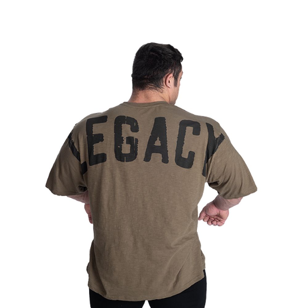 BETTER BODIES - LEGACY SLUB IRON TEE - FÉRFI PÓLÓ - MOSOTT ZÖLD BETTER BODIES - LEGACY SLUB IRON TEE - FÉRFI PÓLÓ - MOSOTT ZÖLD