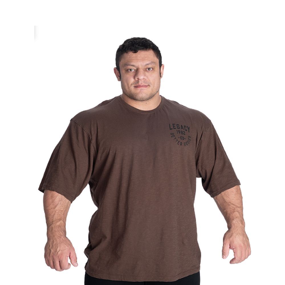 BETTER BODIES - LEGACY SLUB IRON TEE - FÉRFI PÓLÓ - MOSOTT BARNA