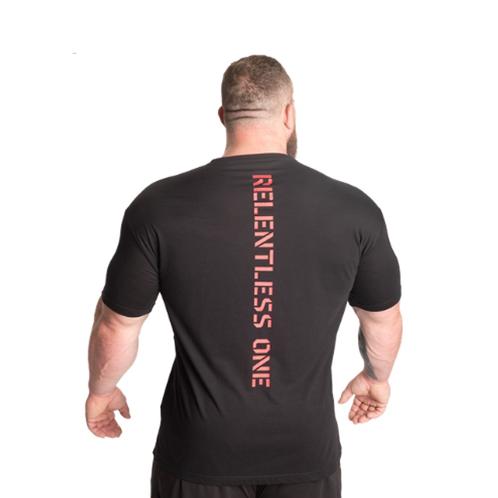 BETTER BODIES - RELENTLESS ONE TEE - FÉRFI PÓLÓ - FEKETE/PIROS