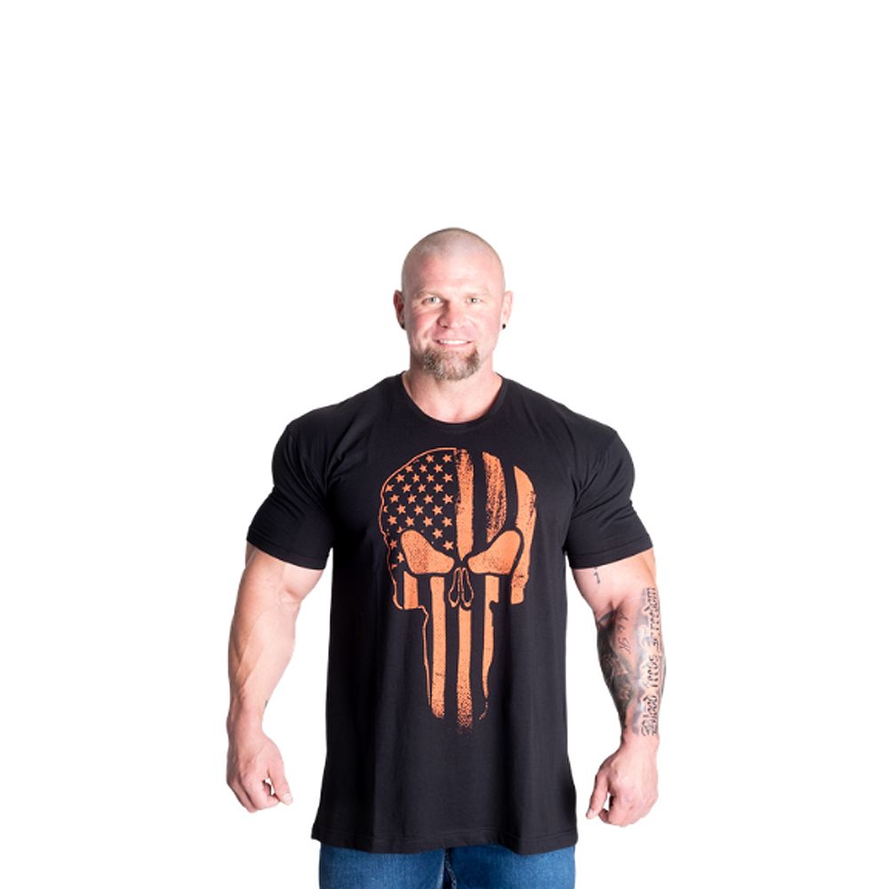 GASP INC - SKULL STANDARD TEE - FÉRFI PÓLÓ - FEKETE/NARANCS GASP INC - SKULL STANDARD TEE - FÉRFI PÓLÓ - FEKETE/NARANCS