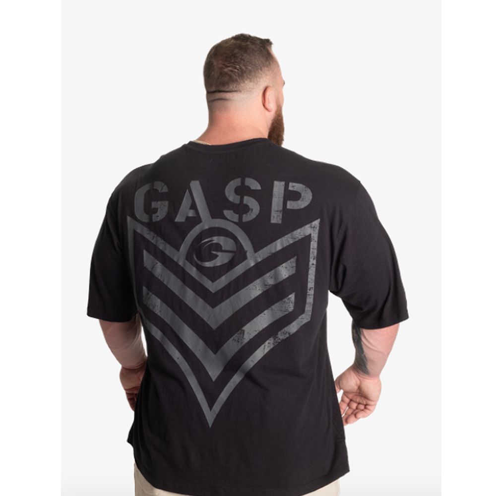 GASP INC - SLUB IRON TEE - FÉRFI PÓLÓ - MOSOTT FEKETE