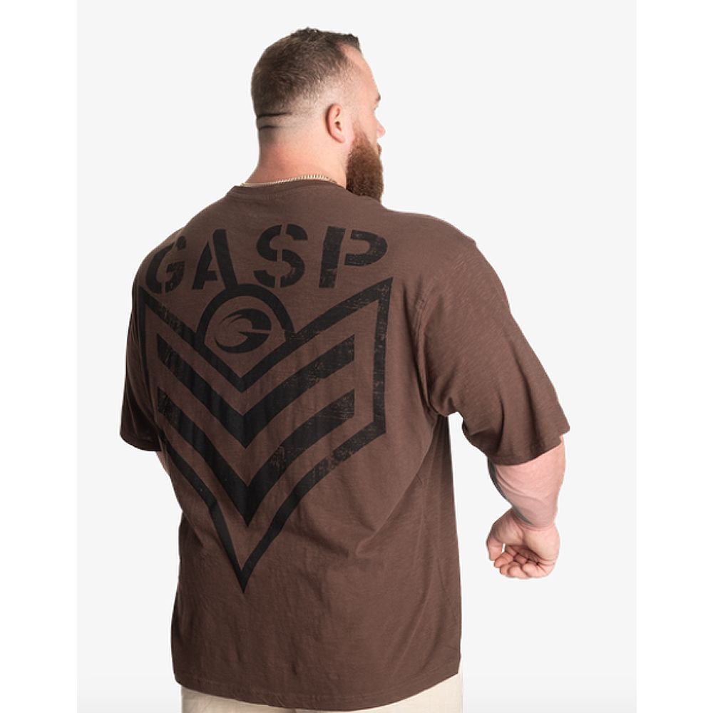 GASP INC - SLUB IRON TEE - FÉRFI PÓLÓ - MOSOTT BARNA