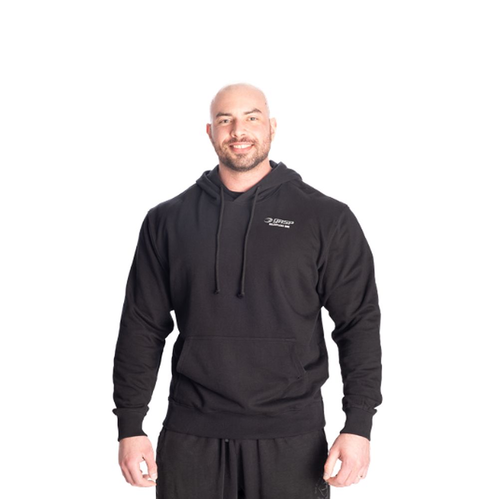 BETTER BODIES - RELENTLESS 1 CS HOOD - FÉRFI PULÓVER - FEKETE/FEHÉR