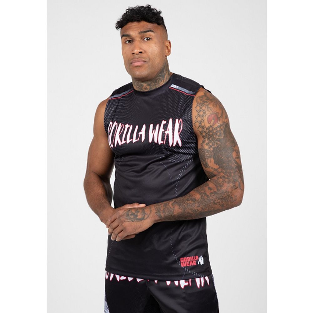 GORILLA WEAR - CLAYTON TANK TOP - FÉRFI TRIKÓ - FEKETE/PIROS GORILLA WEAR - CLAYTON TANK TOP - FÉRFI TRIKÓ - FEKETE/PIROS