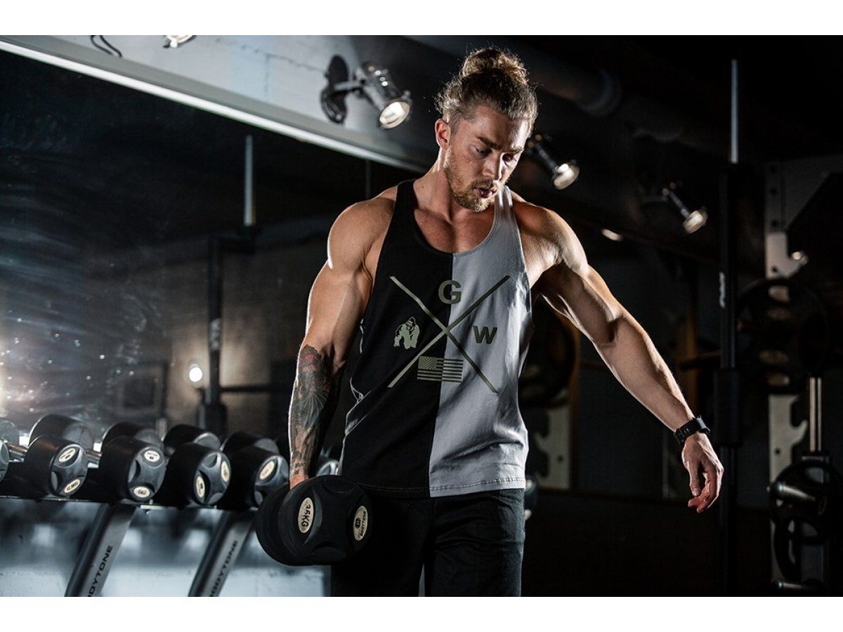 GORILLA WEAR - STERLING STRINGER TANK TOP - FÉRFI EDZŐTRIKÓ - FEKETE/SZÜRKE GORILLA WEAR - STERLING STRINGER TANK TOP - FÉRFI EDZŐTRIKÓ - FEKETE/SZÜRKE