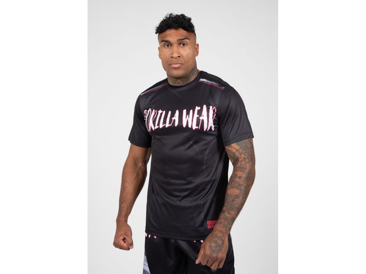 GORILLA WEAR - CLAYTON T-SHIRT -FÉRFI PÓLÓ -FEKETE/PIROS GORILLA WEAR - CLAYTON T-SHIRT -FÉRFI PÓLÓ -FEKETE/PIROS