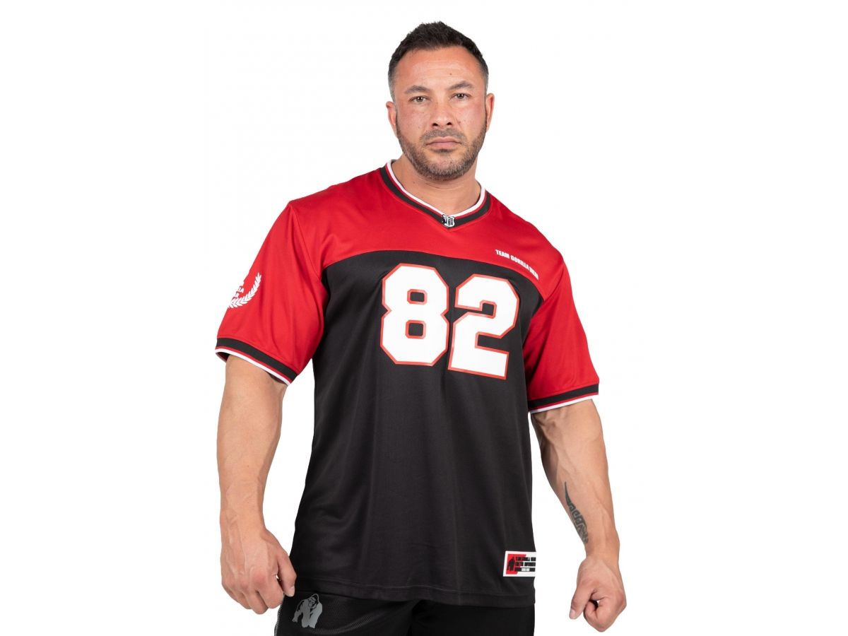 GORILLA WEAR - TRENTON FOOTBALL JERSEY - FÉRFI PÓLÓ - FEKETE/PIROS GORILLA WEAR - TRENTON FOOTBALL JERSEY - FÉRFI PÓLÓ - FEKETE/PIROS