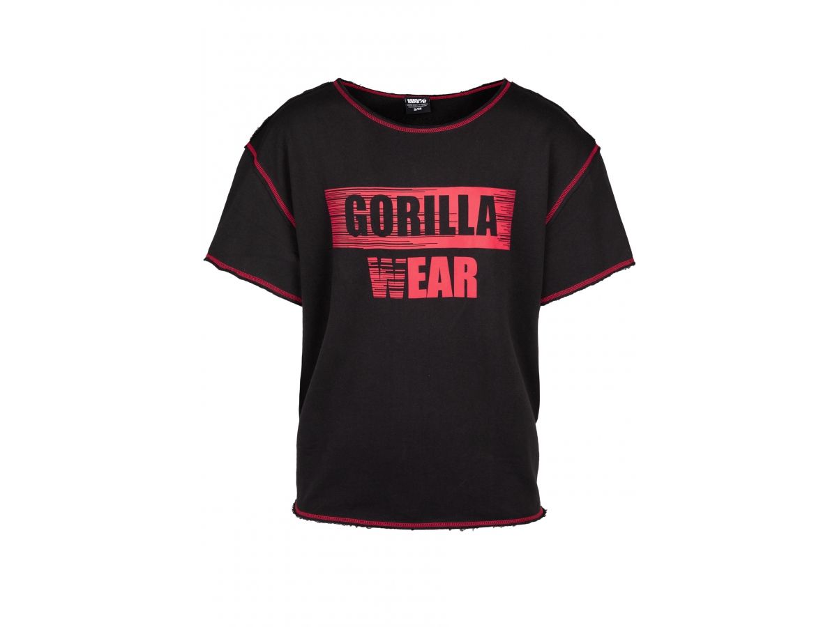 GORILLA WEAR - WALLACE WORKOUT TOP - FÉRFI EDZŐPÓLÓ - FEKETE/PIROS GORILLA WEAR - WALLACE WORKOUT TOP - FÉRFI EDZŐPÓLÓ - FEKETE/PIROS