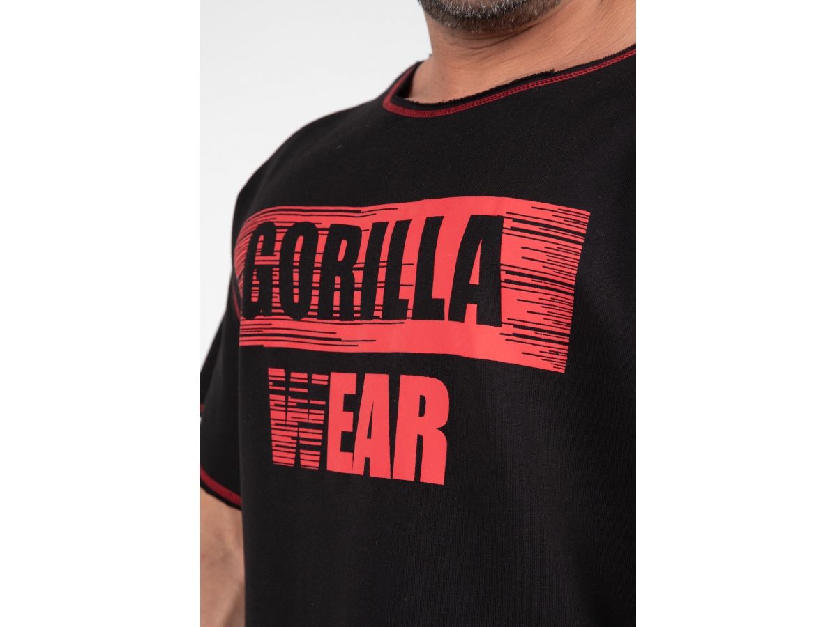 GORILLA WEAR - WALLACE WORKOUT TOP - FÉRFI EDZŐPÓLÓ - FEKETE/PIROS GORILLA WEAR - WALLACE WORKOUT TOP - FÉRFI EDZŐPÓLÓ - FEKETE/PIROS