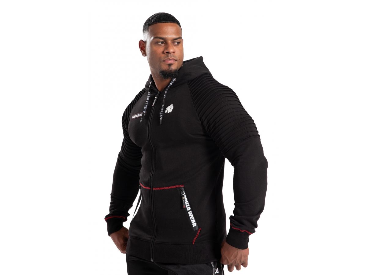 GORILLA WEAR - GEORGIA ZIPPED HOODIE - FÉRFI ZIPZÁRAS PULÓVER - FEKETE