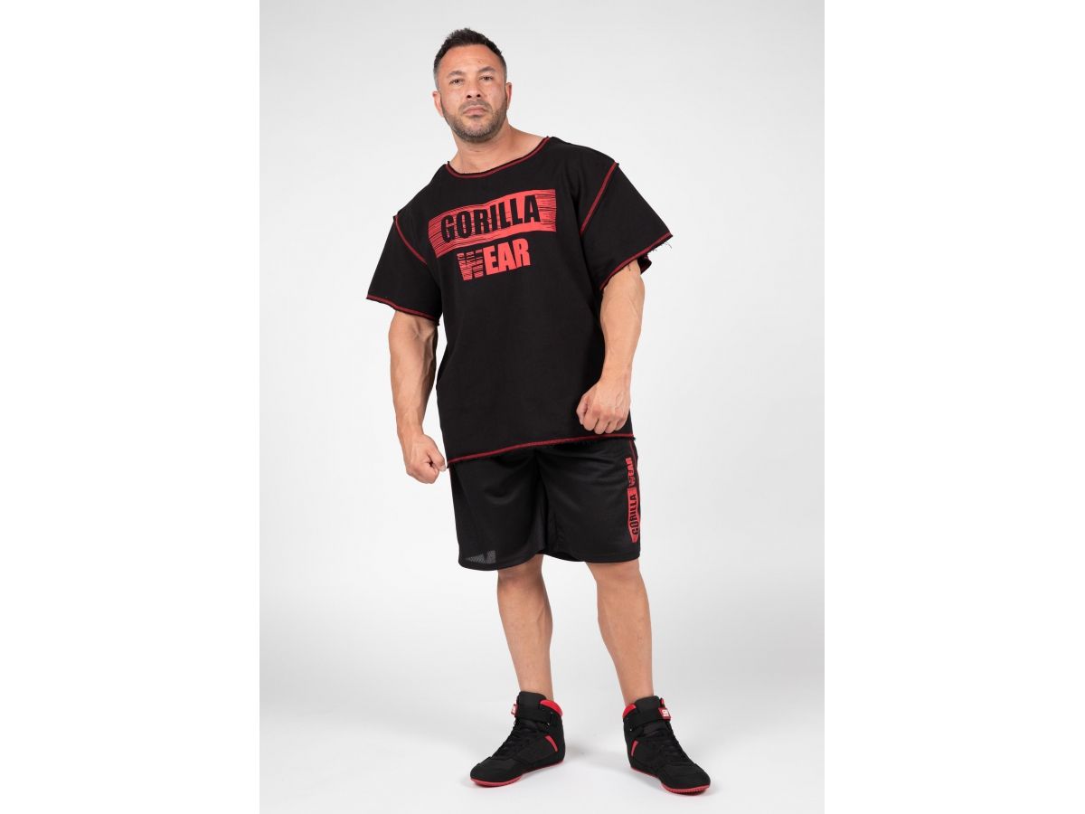 GORILLA WEAR - WALLACE MESH SHORTS -FÉRFI RÖVIDNADRÁG - FEKETE/PIROS GORILLA WEAR - WALLACE MESH SHORTS -FÉRFI RÖVIDNADRÁG - FEKETE/PIROS