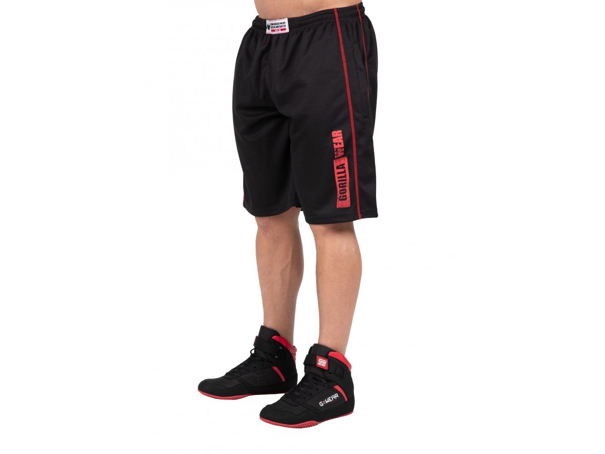 GORILLA WEAR - WALLACE MESH SHORTS -FÉRFI RÖVIDNADRÁG - FEKETE/PIROS GORILLA WEAR - WALLACE MESH SHORTS -FÉRFI RÖVIDNADRÁG - FEKETE/PIROS