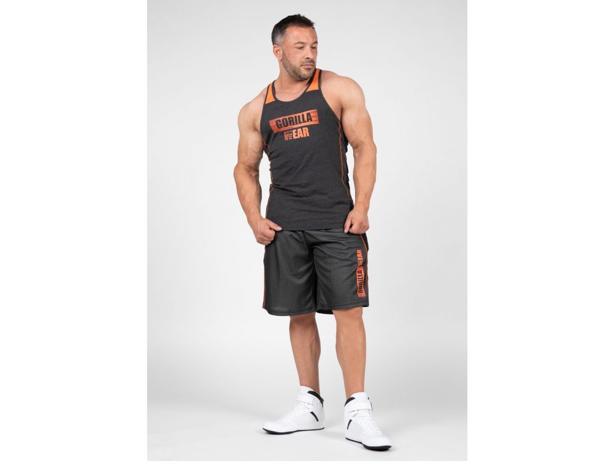 GORILLA WEAR - WALLACE MESH SHORTS -FÉRFI RÖVIDNADRÁG - SZÜRKE/NARANCS GORILLA WEAR - WALLACE MESH SHORTS -FÉRFI RÖVIDNADRÁG - SZÜRKE/NARANCS