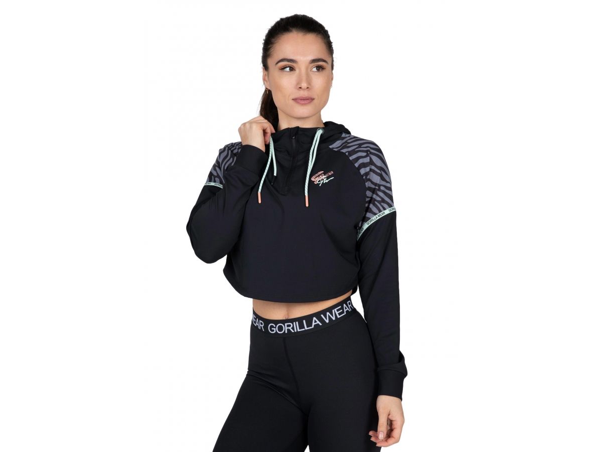 GORILLA WEAR - ZION CROPPED HOODIE - NŐI CROPP PULÓVER - FEKETE GORILLA WEAR - ZION CROPPED HOODIE - NŐI CROPP PULÓVER - FEKETE