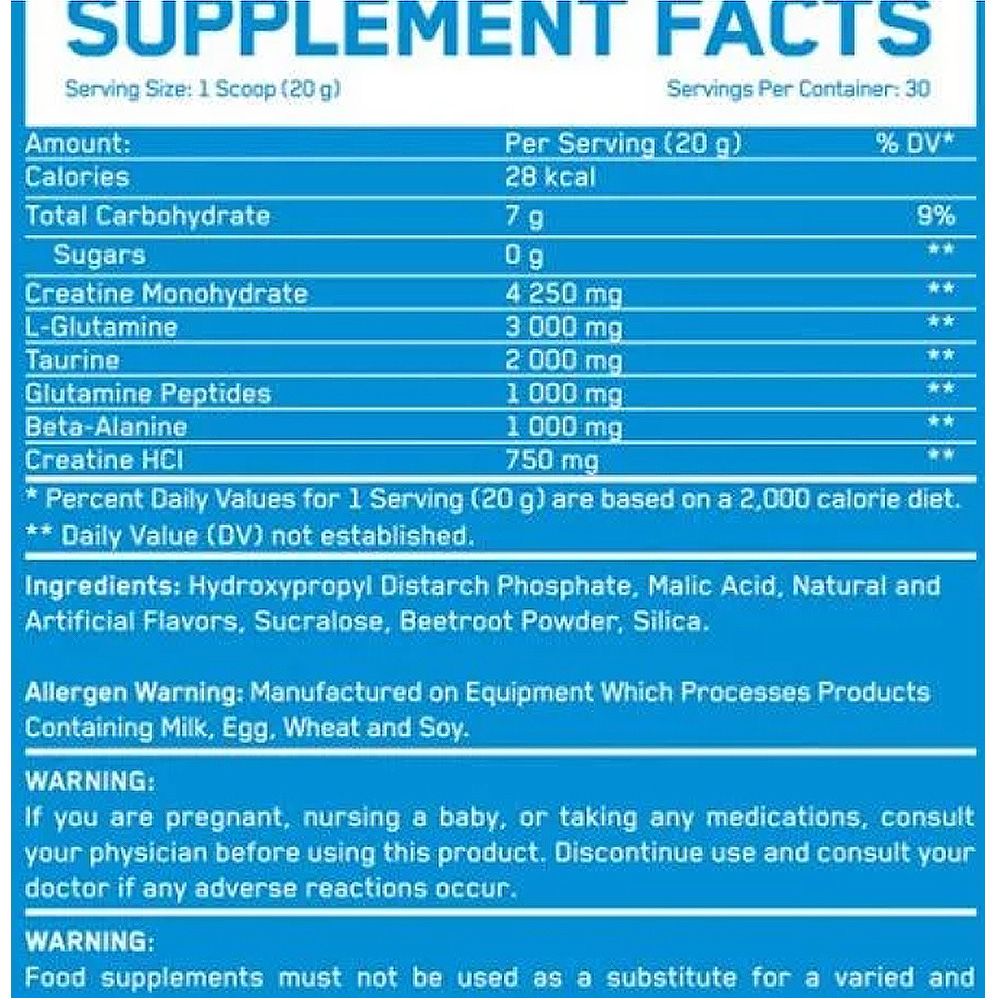 EVERBUILD NUTRITION - CGT MAXX - KREATIN-GLUTAMIN-TAURIN - MÁLNA ÍZBEN - 30 ADAG