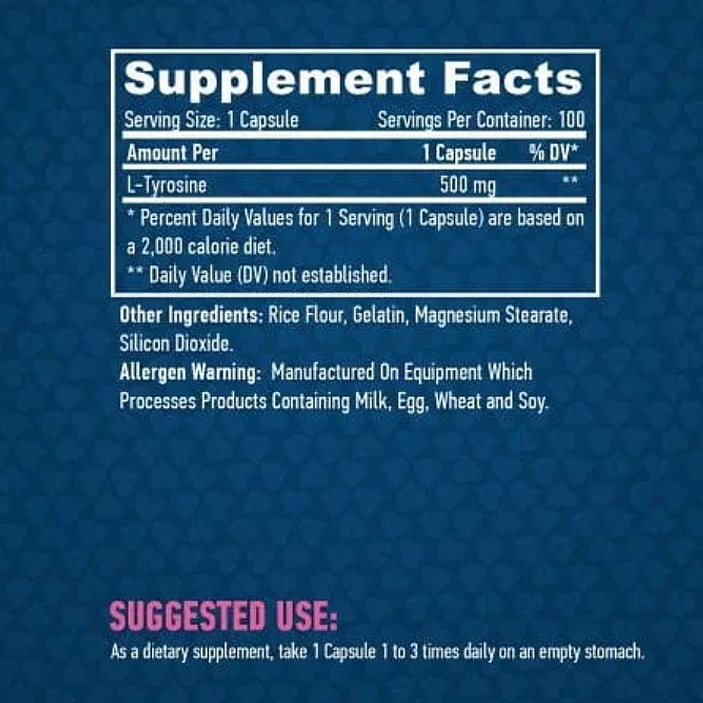 HAYA LABS - L-TRYROSINE 500 MG - L-TIROZIN - 100 KAPSZULA HAYA LABS - L-TRYROSINE 500 MG - L-TIROZIN - 100 KAPSZULA