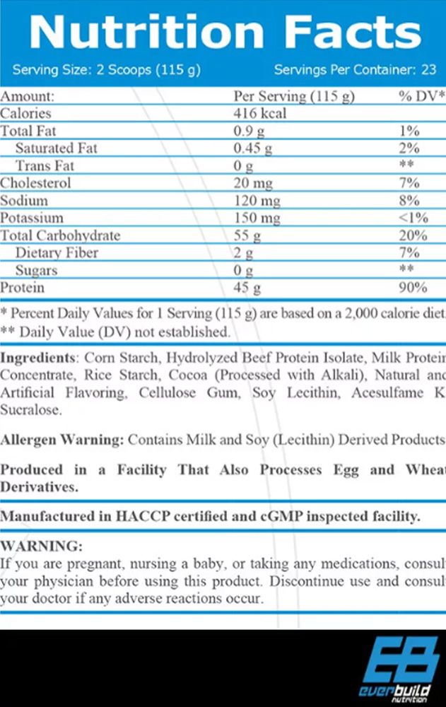 EVERBUILD NUTRITION - BEEF GAINER - VANÍLIAI ÍZ - 2720 G