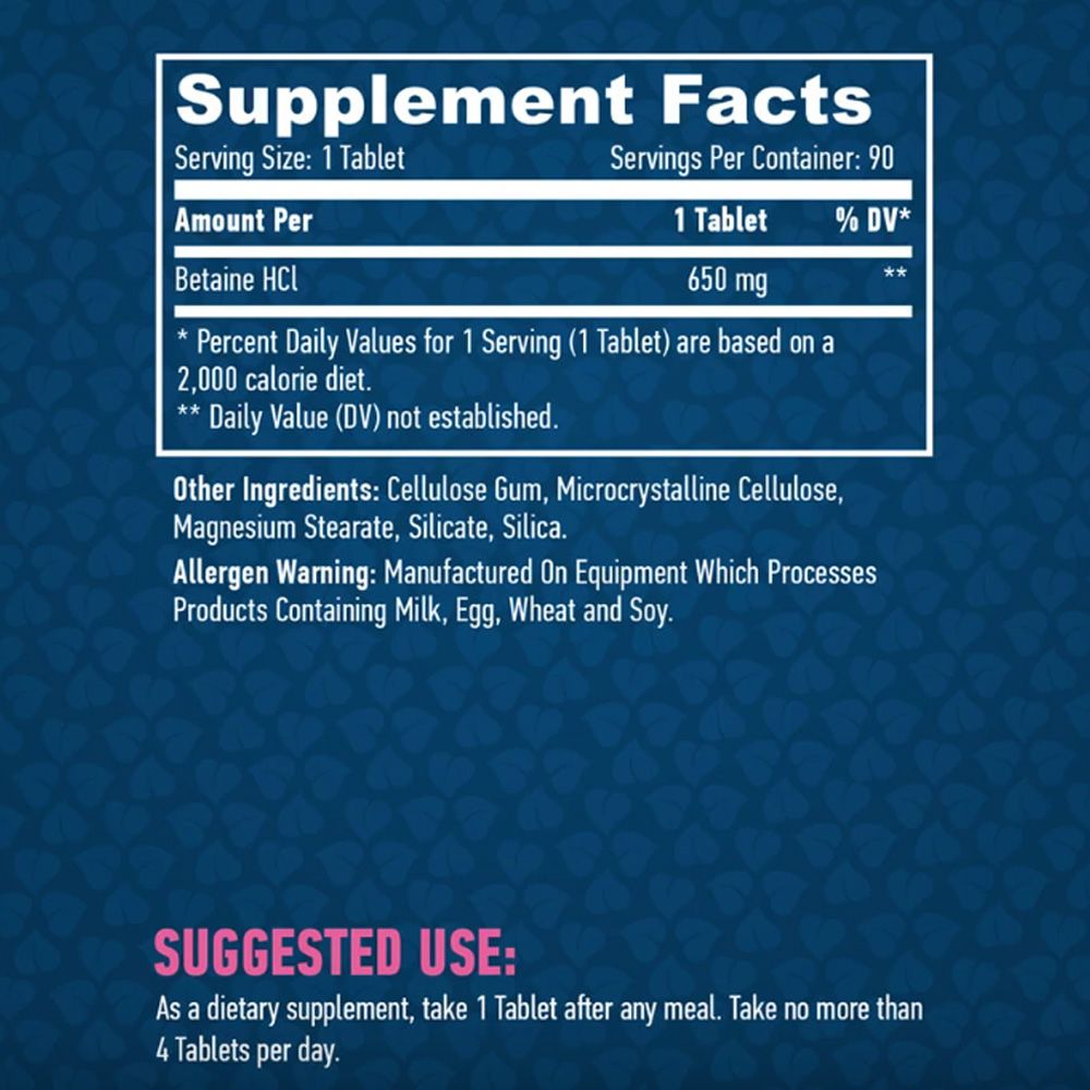 HAYA LABS - BETAINE HCL 650 MG - 90 TABLETTA