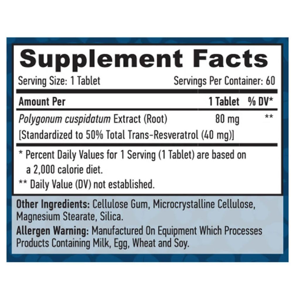HAYA LABS - RESVERATROL 40 MG - 60 TABLETTA HAYA LABS - RESVERATROL 40 MG - 60 TABLETTA