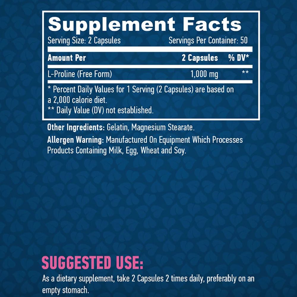 HAYA LABS - L-PROLINE 1000 MG - 100 KAPSZULA HAYA LABS - L-PROLINE 1000 MG - 100 KAPSZULA
