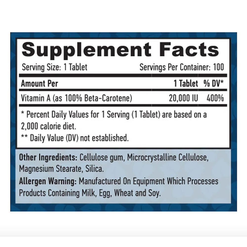 HAYA LABS - NATURAL BETA CAROTENE 20.000 IU - 100 TABELTTA HAYA LABS - NATURAL BETA CAROTENE 20.000 IU - 100 TABELTTA