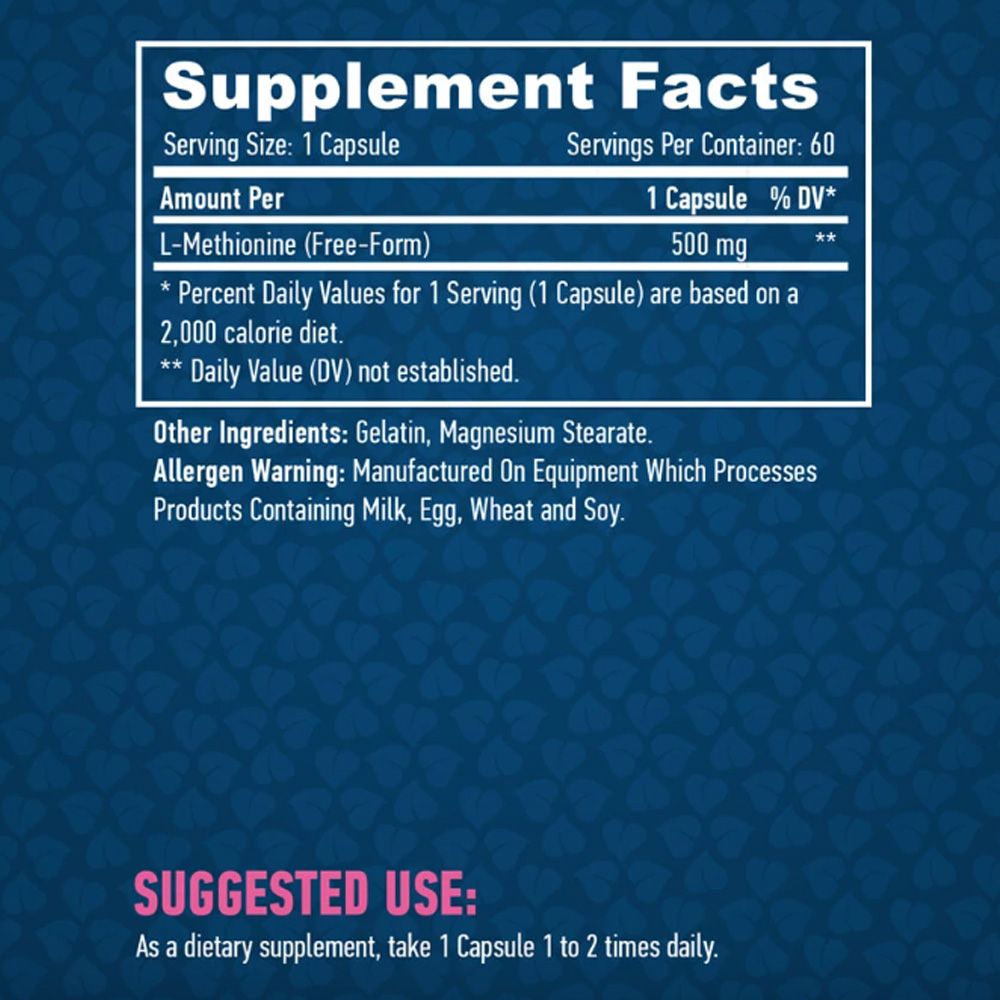 HAYA LABS - L-METHIONINE 500 MG - 60 KAPSZULA HAYA LABS - L-METHIONINE 500 MG - 60 KAPSZULA