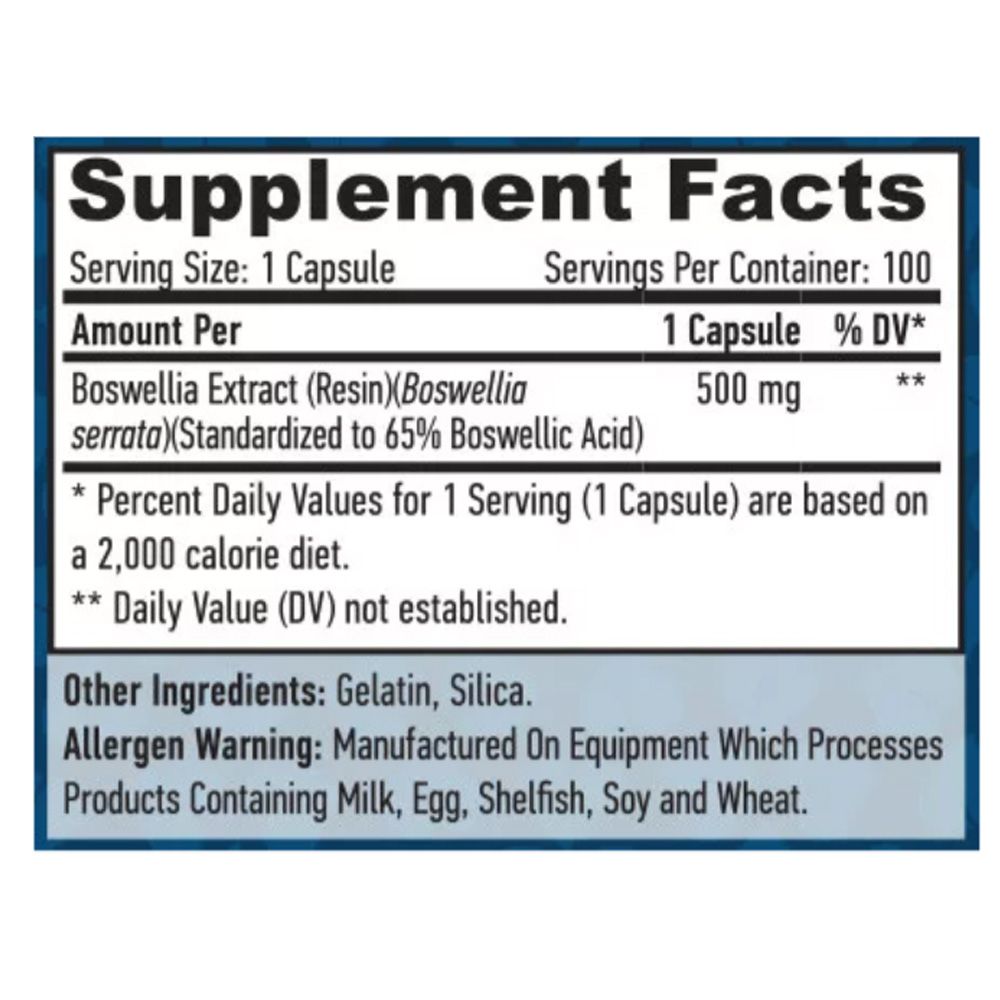 HAYA LABS - BOSWELLIA EXTRACT 500 MG - 100 KAPSZULA HAYA LABS - BOSWELLIA EXTRACT 500 MG - 100 KAPSZULA