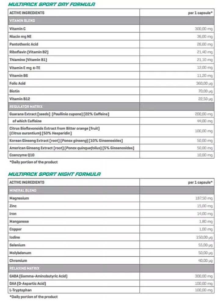TREC NUTRITION - MULTIPACK SPORT DAY/NIGHT FORMULA - 60 KAPSZULA TREC NUTRITION - MULTIPACK SPORT DAY/NIGHT FORMULA - 60 KAPSZULA