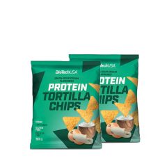 BioTech USA - PROTEIN TORTILLA CHIPS - HAGYMÁS TEJFÖLÖS - 2 X 50 G