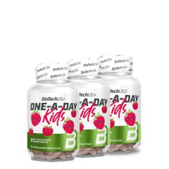 BioTech USA - ONE-A-DAY KIDS - MULTIVITAMIN  - EPER MÁLNA ÍZŰ -  3 x 90  RÁGÓTABLETTA
